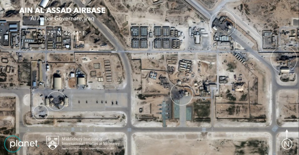 A barrage of rockets was fired at the US airbase in Ain al-Asad in Iraq