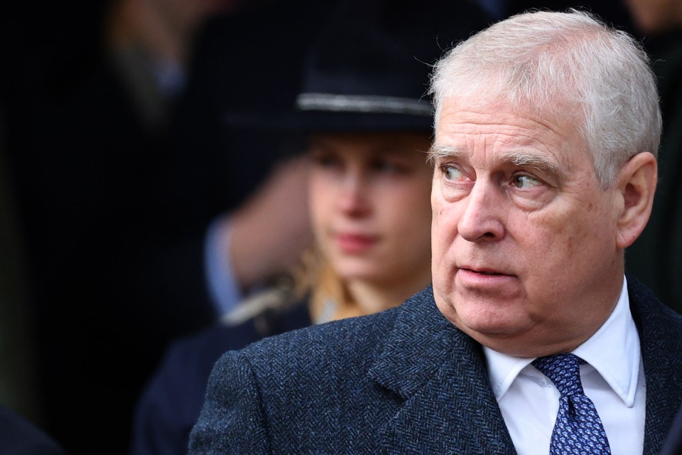 Prince Andrew leaves after the Royal Family’s traditional Christmas Day service