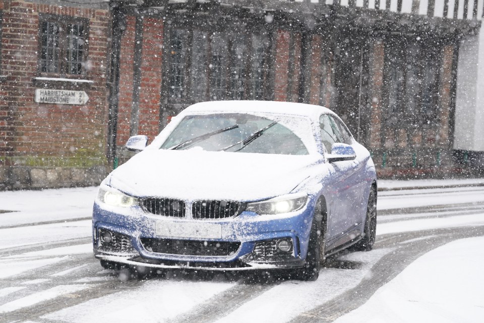 Drivers have been urged to be careful on icy roads like this one in Lenham