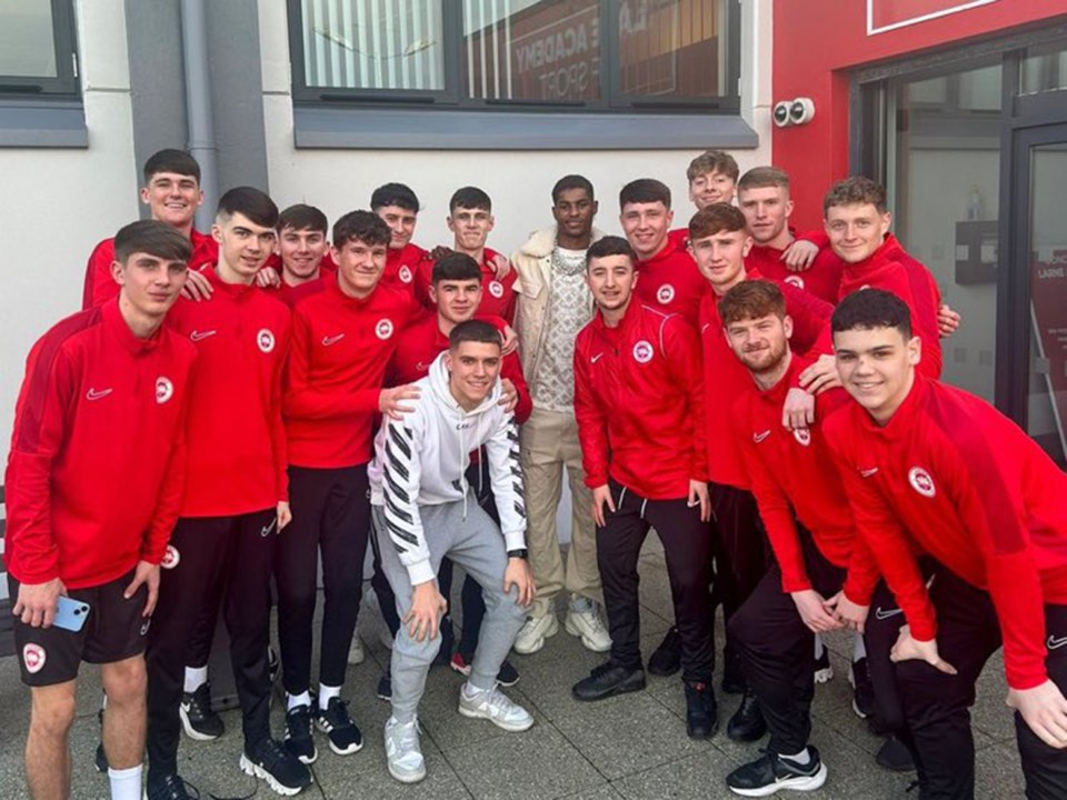 This picture was posted online of Man Utd’s Rashford at Larne FC, on Thursday at 1:06pm