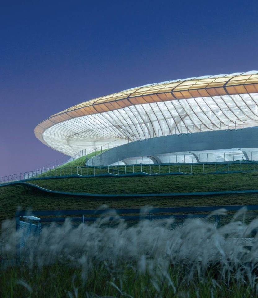 The dome shaped roof is purposely made to help with removing rainfall from entering the ground