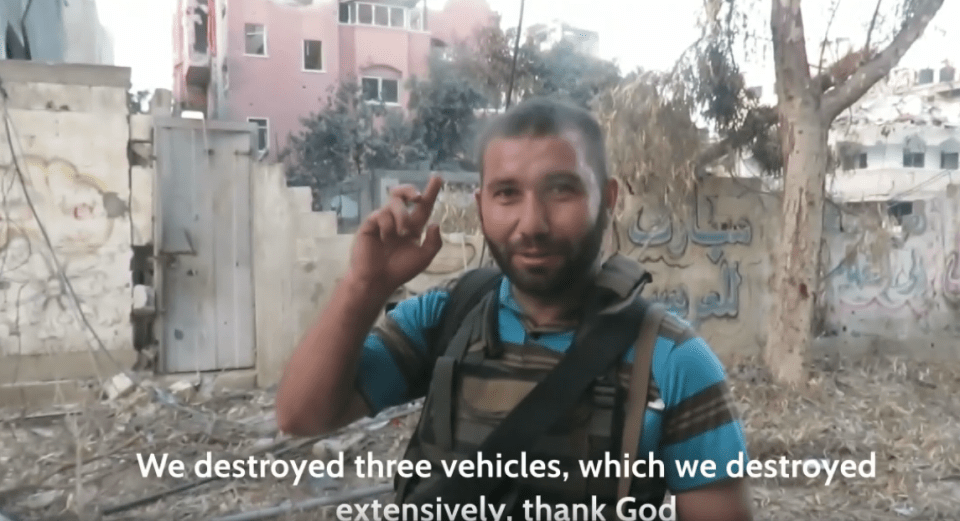 The gunmen behind the camera - who the IDF said they later killed - is revealed as he praised God for destroying Israeli tanks