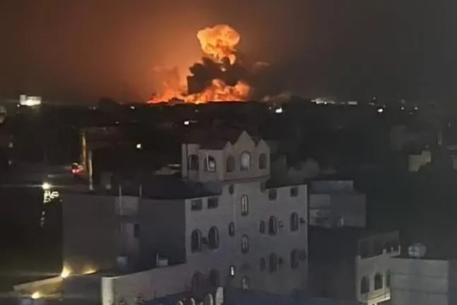 An unverified image appeared to show the result and British and US airstrikes in Yemen