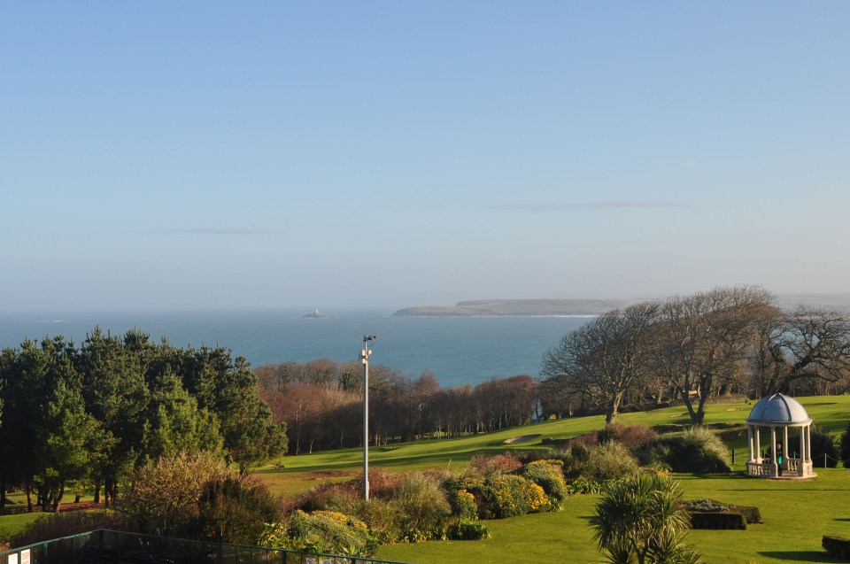 The hotel overlooks the coast from a hill at St Ives in Cornwall