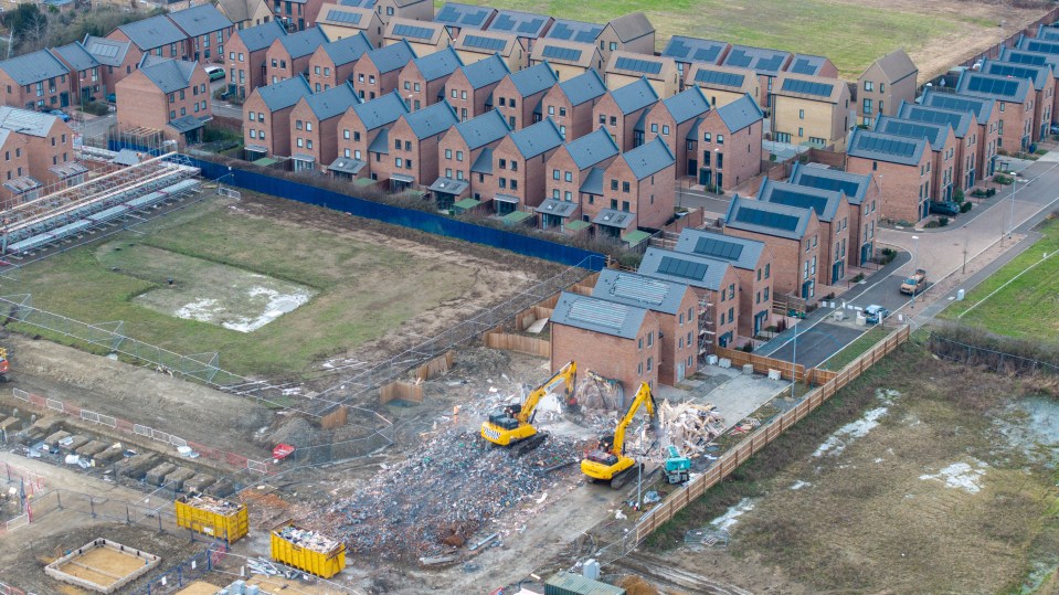 Demolition work has started at a newbuild estate near Cambridge