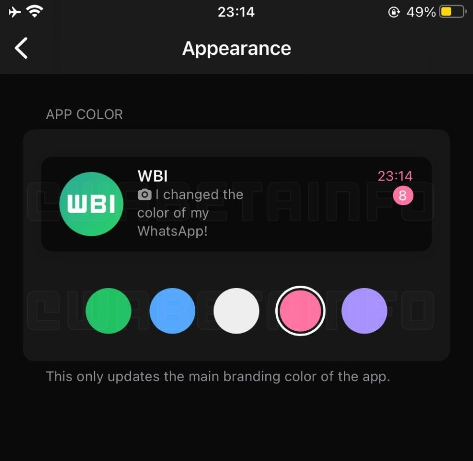 The five colours WhatsApp reportedly plans on using are green, blue, off-white, pink and purple