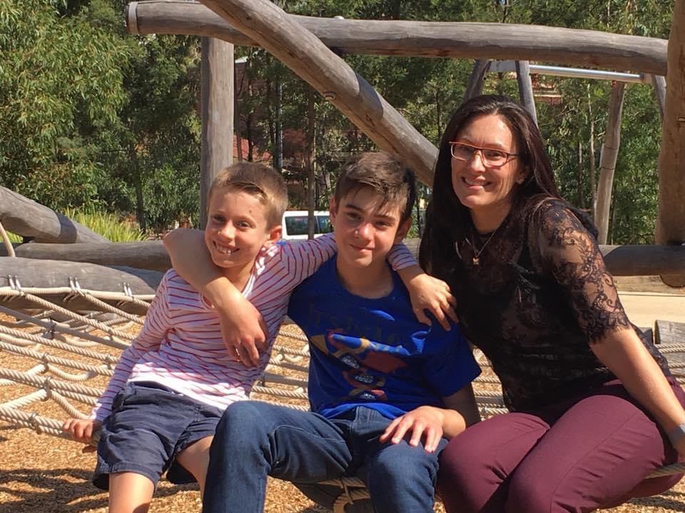 Harrison (centre), was first prescribed montelukast when he was two years old but suffered serious side effects, his mum Vanessa (right) says (supplied)