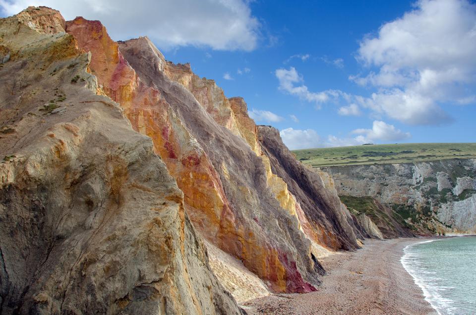 The beach is known for it's colourful cliffs