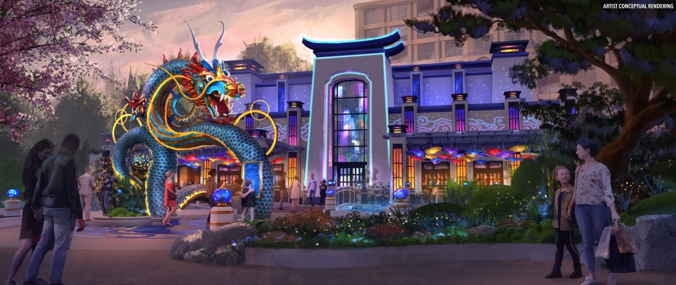 Themed restaurants include The Blue Dragon with Thai, Chinese and Japanese food