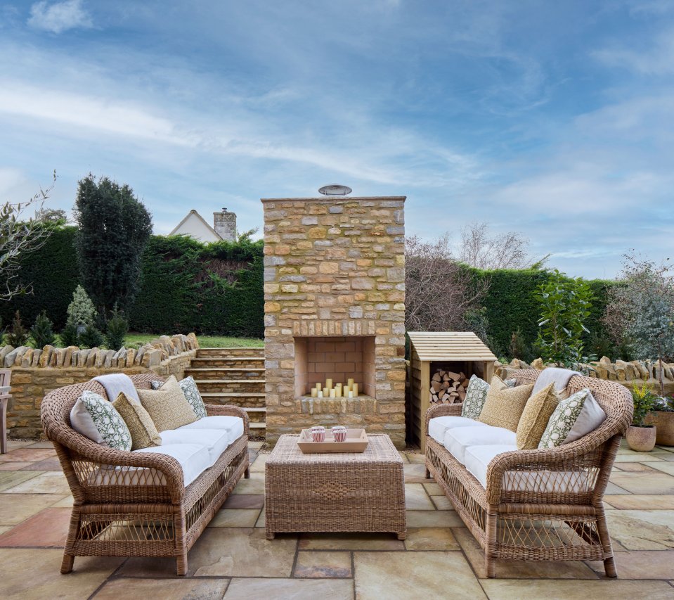 The garden overlooks a fairytale rural landscape