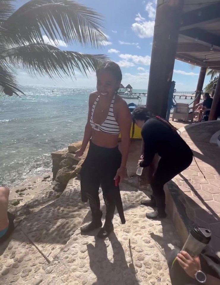 Alex Scott stripped down to bikini for scuba diving