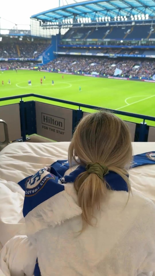 The reality TV Star watched some of the Chelsea Women v Man Utd Women clash