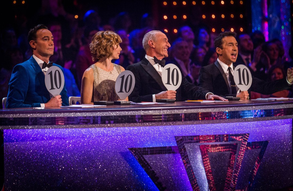 Darcey on Strictly with judges Craig Revel Horwood, Len Goodman and Bruno Tonioli during the 2013 live final