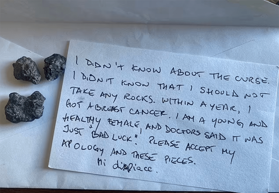 In a written letter, she reveals she was diagnosed with breast cancer within a year of her theft