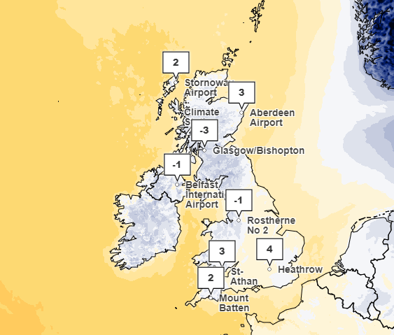 Temperatures dropped into the negatives in the early hours of this morning