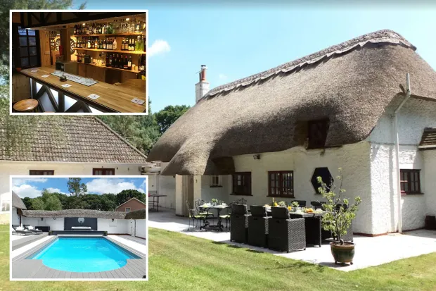 You could also stay in this luxury villa with your own private pub, pool and hot tub in New Forest