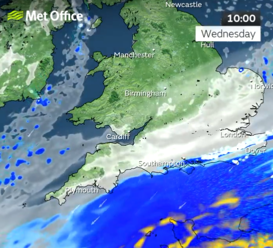 The Met Office has revealed a map of snow pushing to the south today