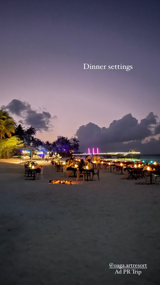 When it got to nighttime, Louisa shared a stunning shot of the lit-up beach