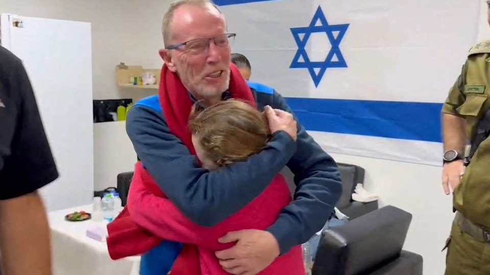 The moment he was reunited with his daughter who turned nine in captivity