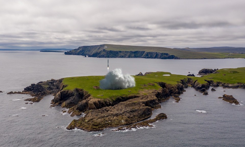 An artist's impression on a rocket taking off from the SaxaVord spaceport in Unst