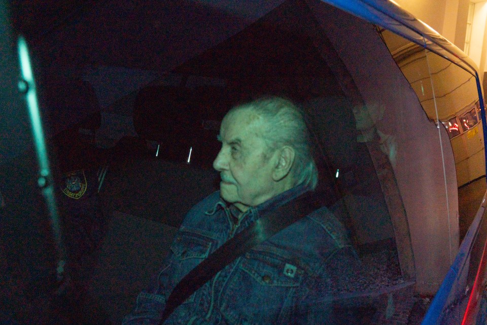 Fritzl pictured as he was taken back to Stein prison