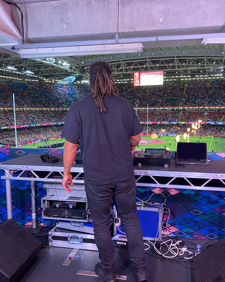 The ex-rugby star mixes tracks at the Principality Stadium