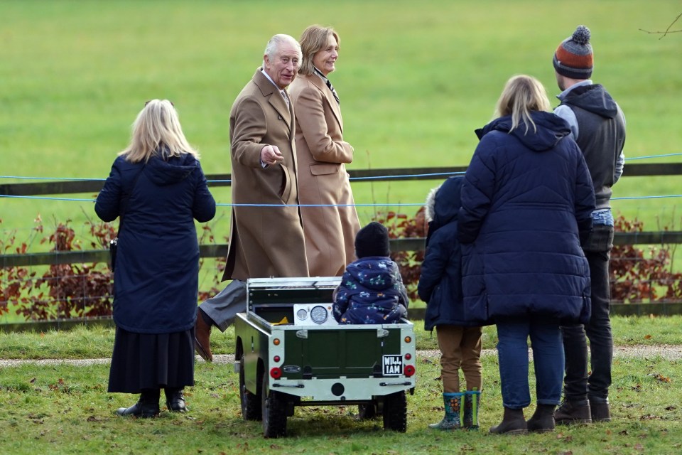 King Charles arriving at the church service at St Mary Magdalene Church