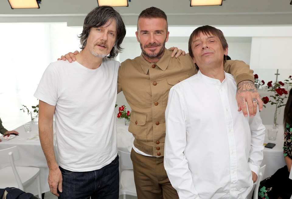 John bandmate Mani and David Beckham at a fashion show in 2018