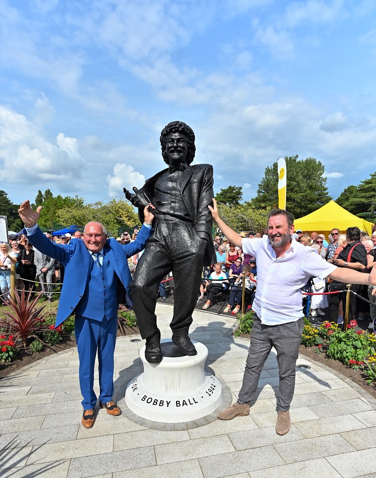 There's a nine-foot statue of Bobby Ball pulling his trademark braces with a twinkle in his eye at nearby Lowther Park