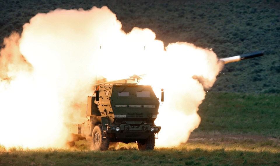 A M142 HIMARS – M142 High Mobility Artillery Rocket System – launch truck is a light multiple rocket launcher