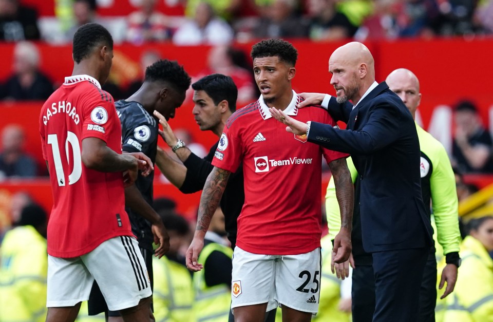 Jadon Sancho was banished from Manchester United's first team following a public row with Erik ten Hag