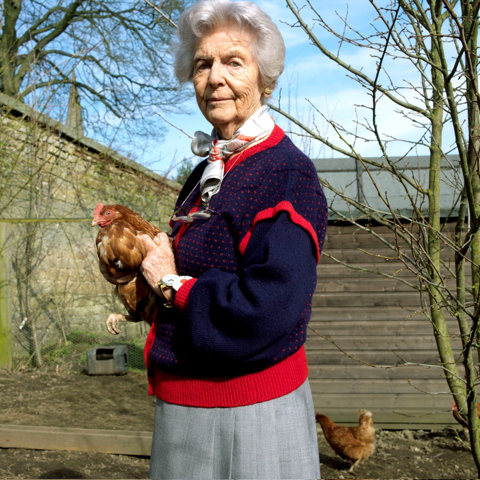 Deborah Devonshire wears one of her famous knits.