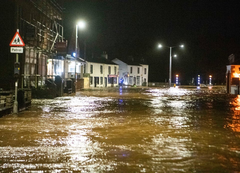 The flooded high street in the Cumbrian town of Appleby