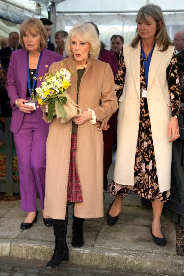 Queen Camilla was introduced to Nicky Alberry, the charity's chair of trustees, and Joanna Eamey, its chief executive