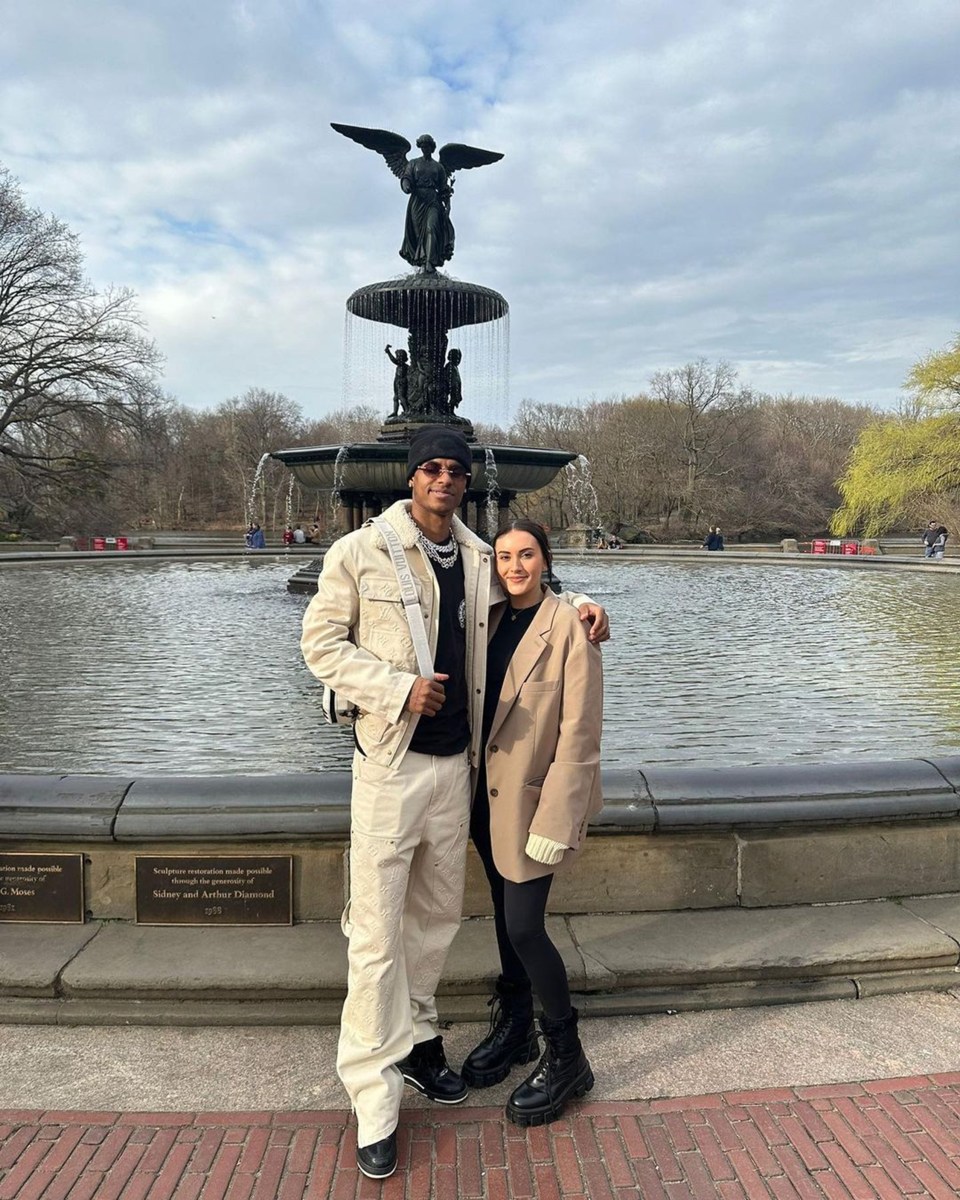 The former lovers smiling for a photo in New York