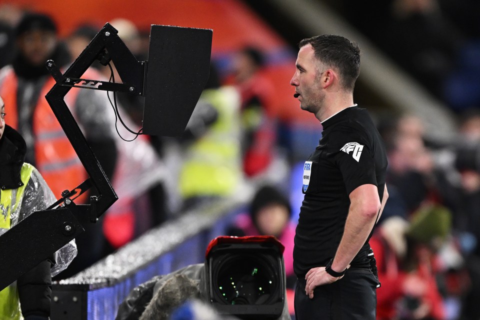 Ref Chris Kavanagh waved play on but was sent to the pitchside monitor