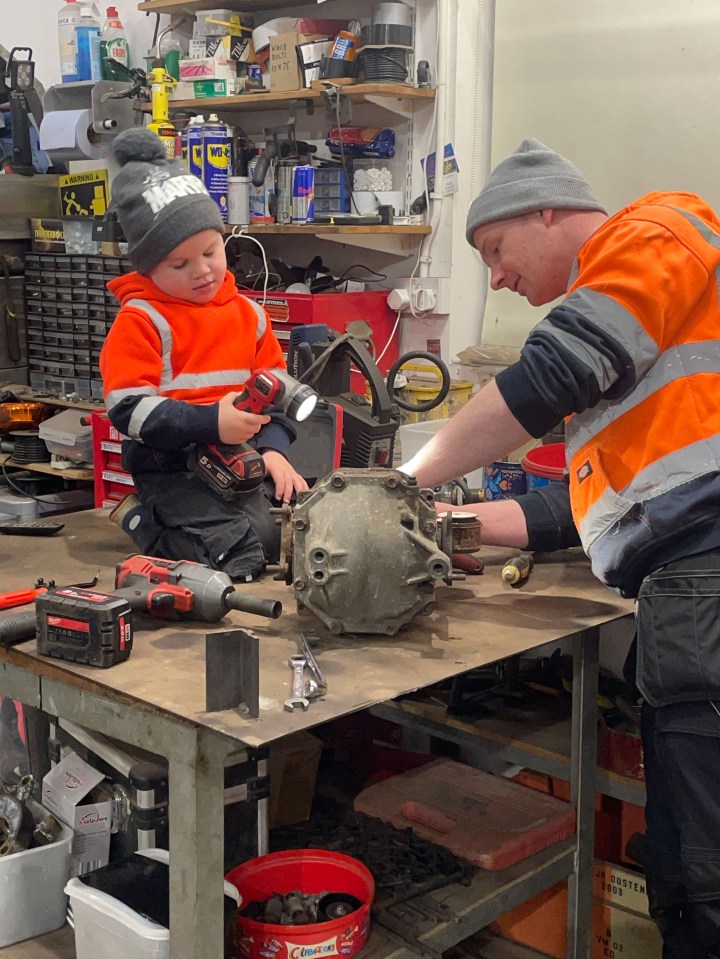 The duo enjoy working together in the garage for hours at a time