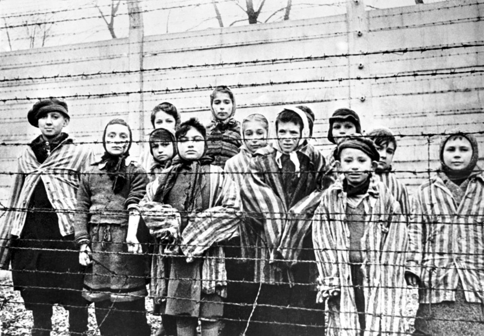 Child survivors of Auschwitz when it was liberated in 1945