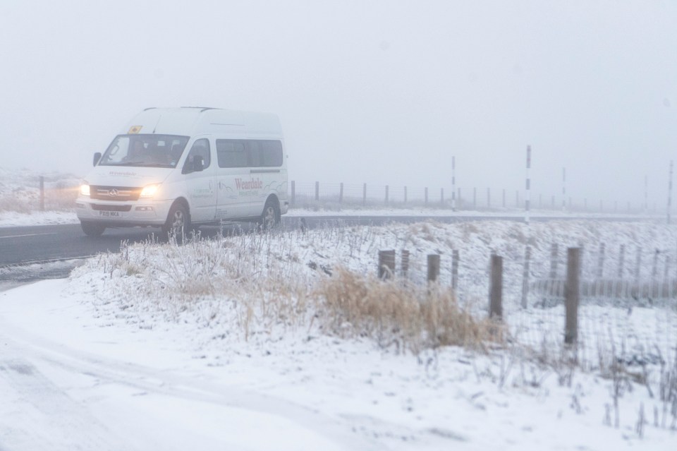 Drivers in Killhope, County Durham, faced snowy conditions and icy roads on January 10