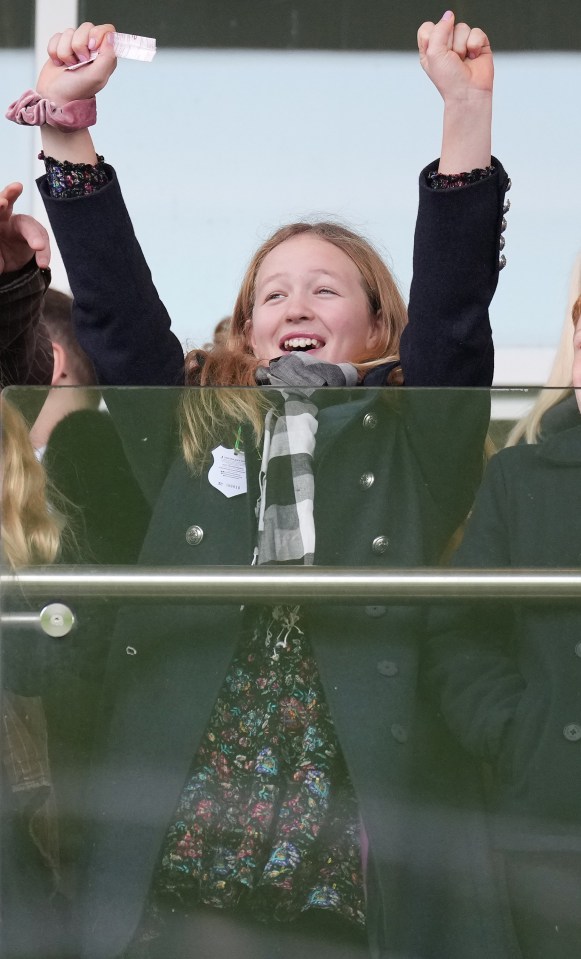 Savannah Phillips cheers on the racing at the New Years Day Meeting at Cheltenham Racecourse, Cheltenham, Gloucestershire, UK, on the 1st January 2024. Picture by James Whatling