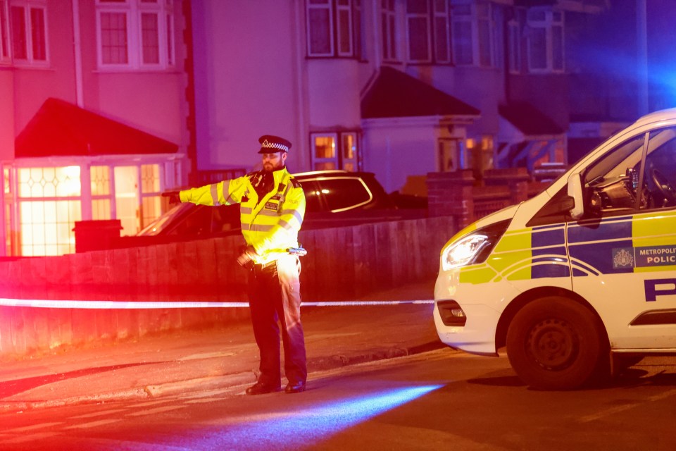 Cops at the scene of the lethal stabbing in Bexley