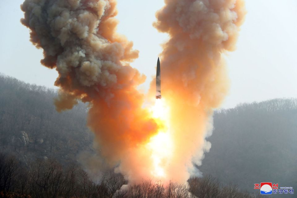 A North Korean warhead missile launch exercise simulating a nuclear attack in 2023