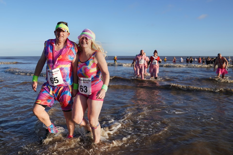 Others joined the Mablethorpe Big Dip in Mablethorpe, Lincolnshire