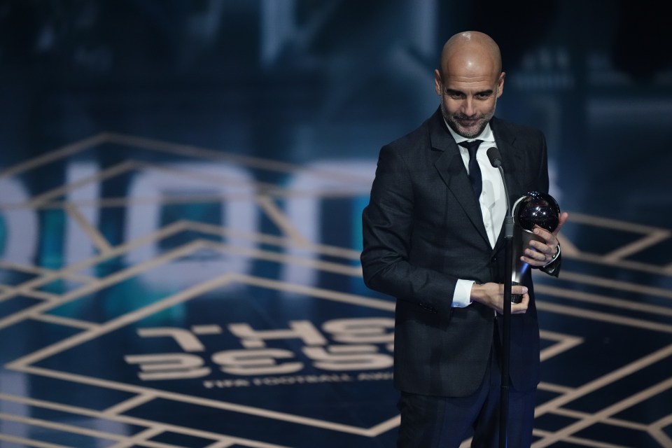 Pep Guardiola was named as the best men's coach for his treble winning campaign with Man City