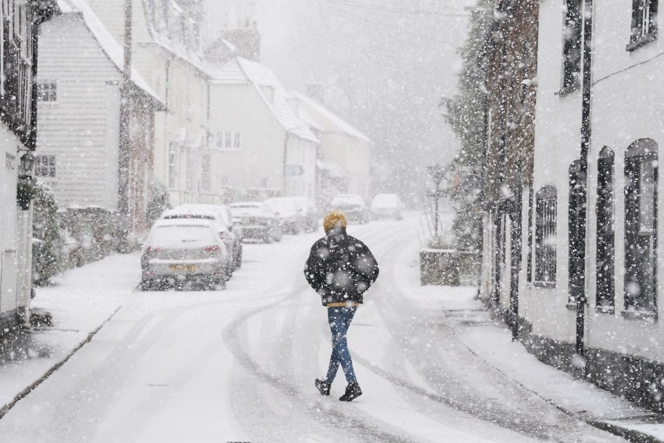 Lenham in Kent saw a snow flurry on Monday