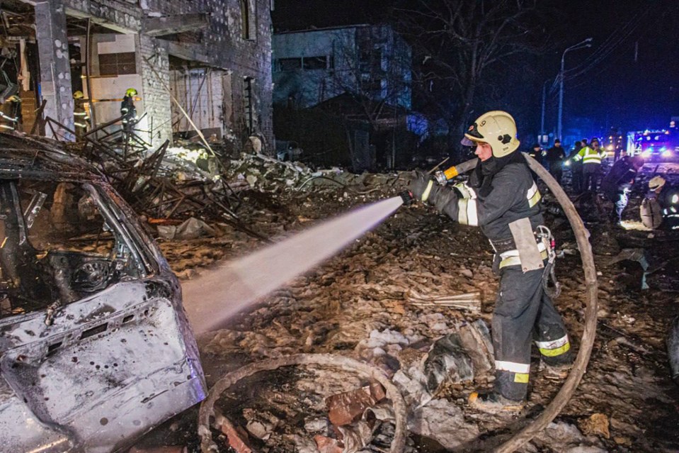 Firefighter climbed over the rubble to rush to the hotel and help those trapped inside