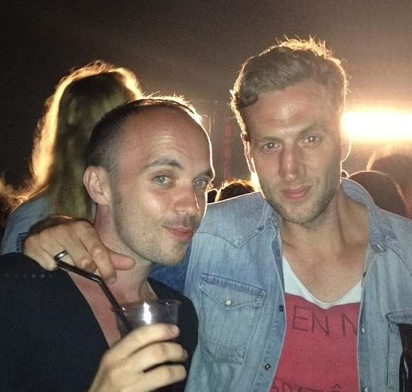 Celebrity photographer Joseph Sinclair (right) has died suddenly aged 49 (pictured with partner Ryan, left)