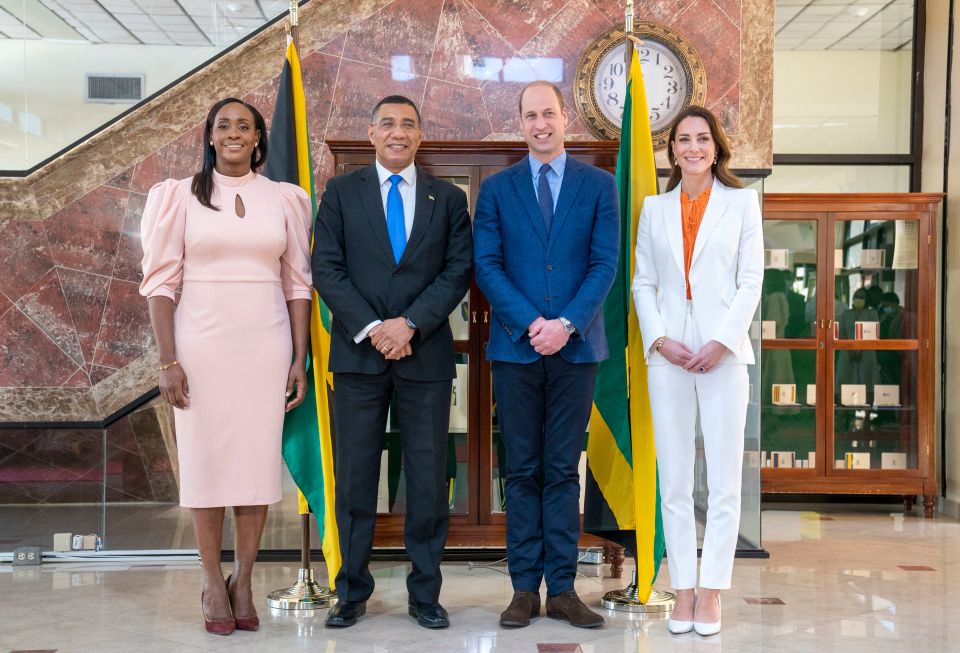 William and Kate with Jamaican PM Andrew Holness in 2022