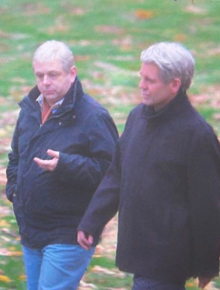 Michael Sheen as Prince Andrew and John Hopkins as Jeffrey Epstein in A Very Royal Scandal