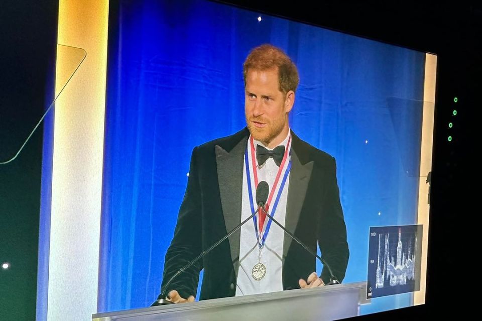 Prince Harry was all smiles during his speech at the Living Legends of Aviation Awards